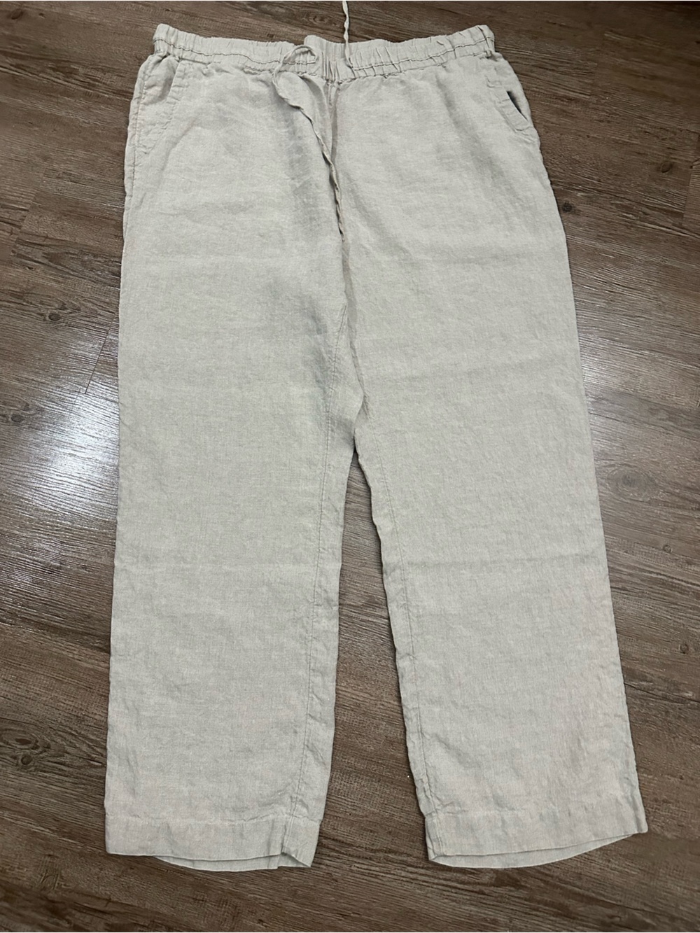 Charter Club Luxury Cream Drawstring Linen-Blend Pants